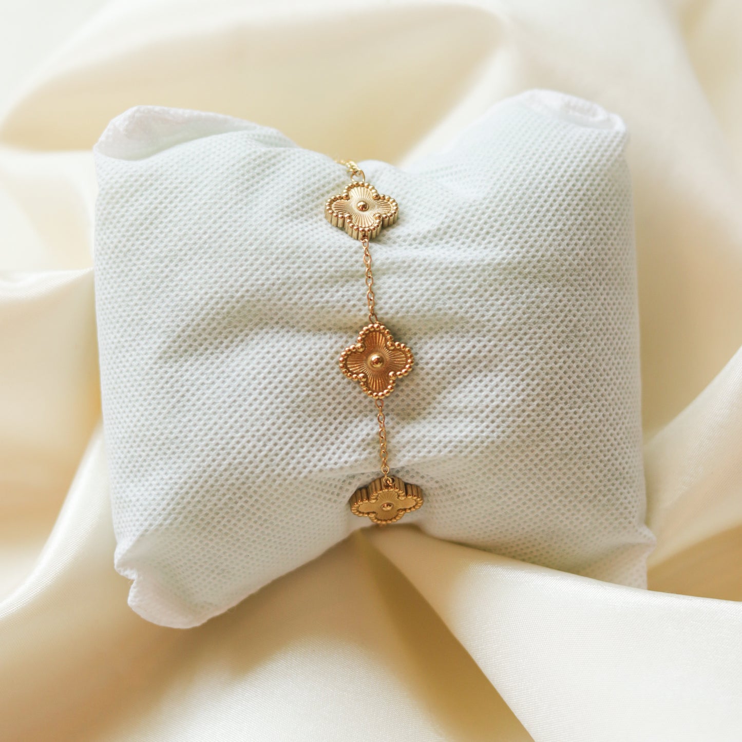 Gold Clover Charm Bracelet