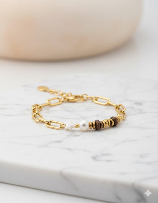 Tiger Eye Stone & freshwater Pearls Bracelet