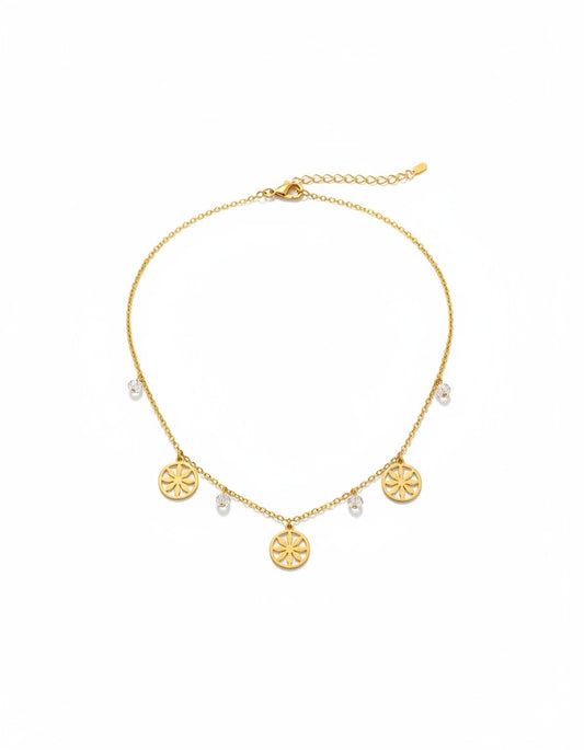 Gold Plated Floral Circle Pendant