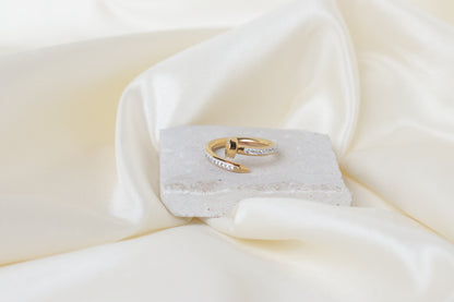 Striking Luzura Nova Nail gold-plated ring with zircon stone, ideal for bold artistry in Karachi or bridal elegance in Lahore, Pakistan 2025.