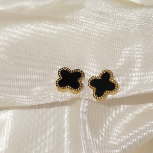 Noir Clover Studs Earrings
