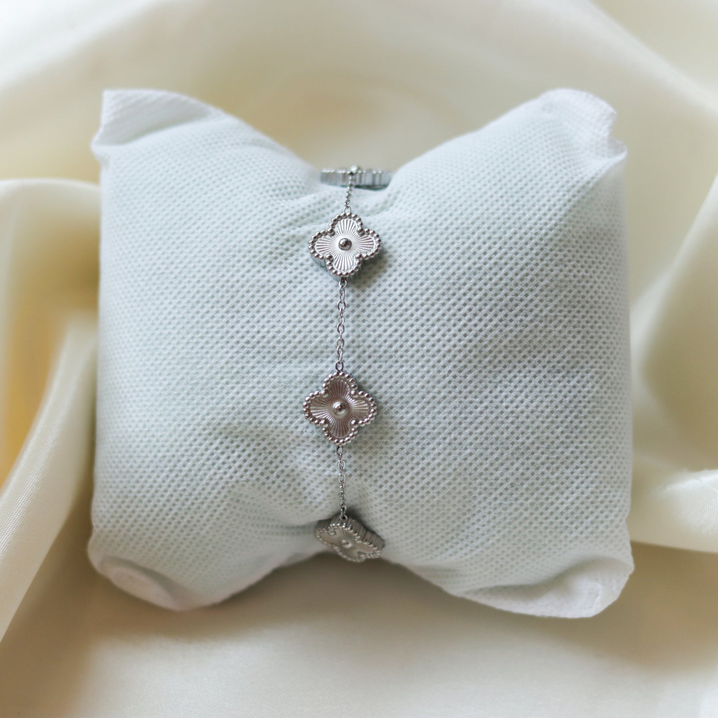 Silver Clover Charm Bracelet