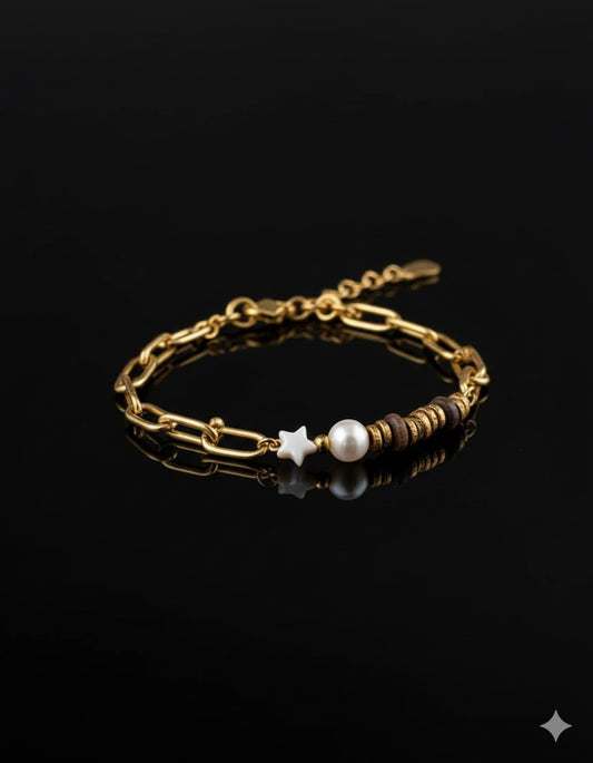 Tiger Eye Stone & freshwater Pearls  Bracelet