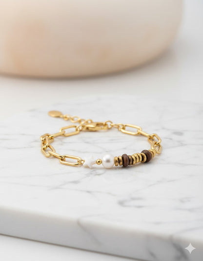 Tiger Eye Stone & freshwater Pearls  Bracelet