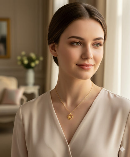 Gilded Silver Necklace with Heart and Star