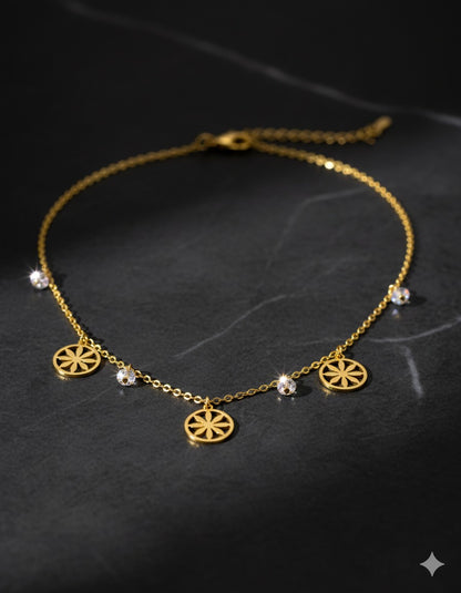 Gold Plated  Floral Circle Pendant