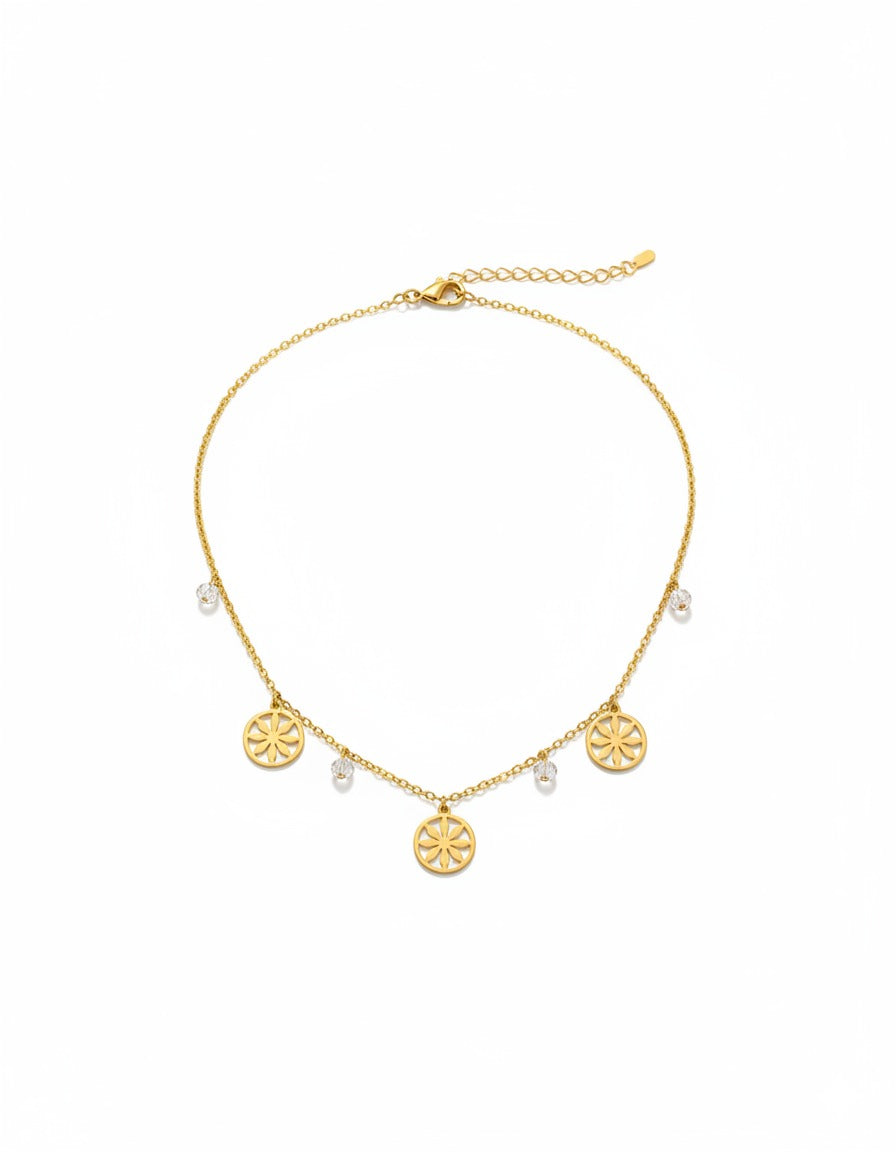 Gold Plated  Floral Circle Pendant